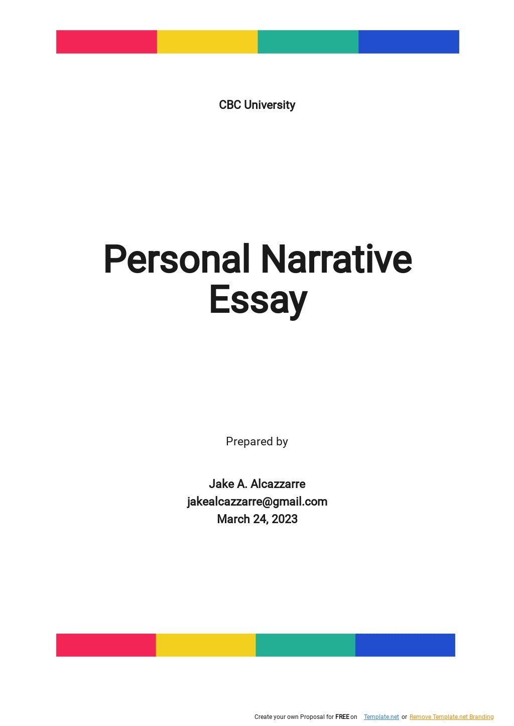 Personal Narrative Essay Template