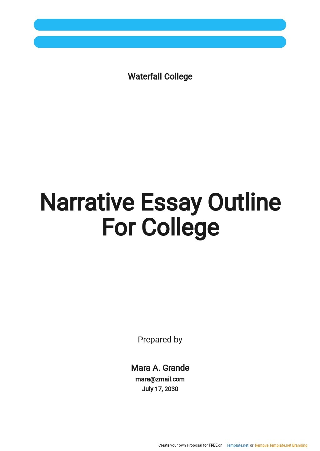 Narrative Essay Outline For College Template