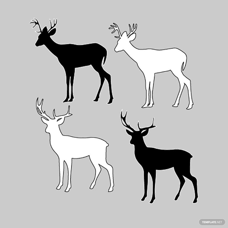 Free Black And White Deer Vector in Illustrator, EPS, SVG, JPG, PNG