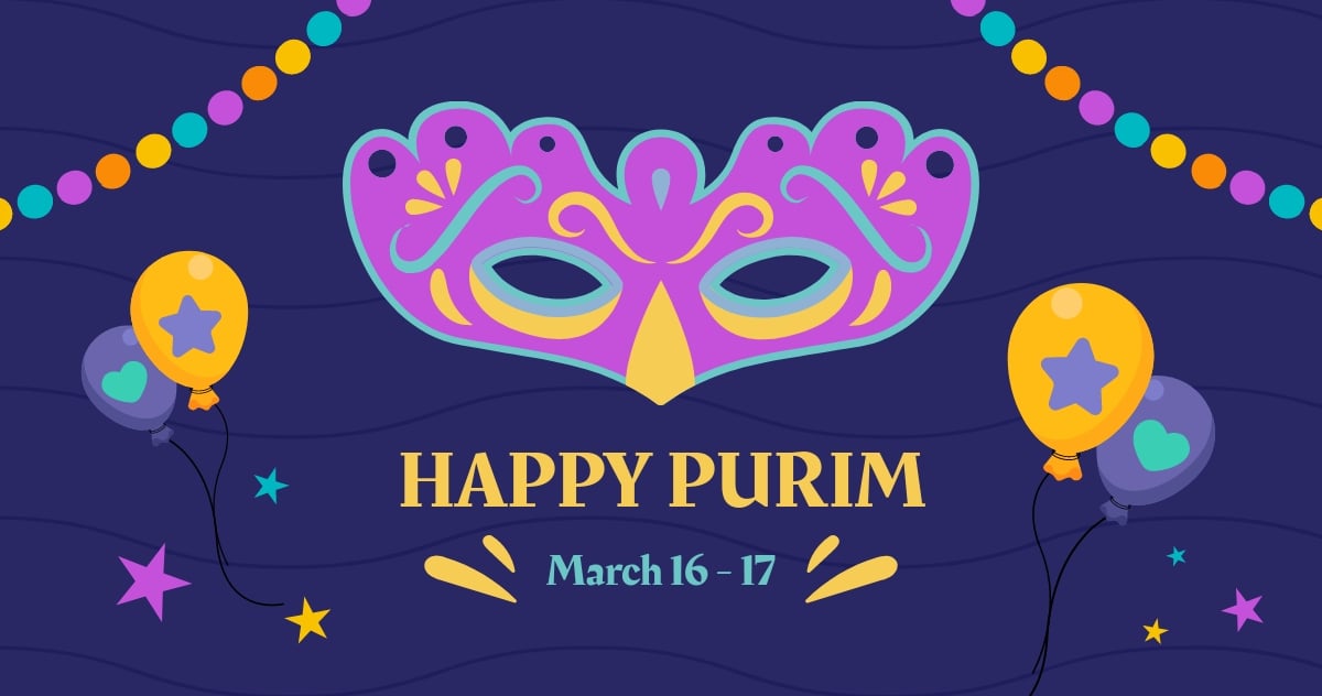 Happy Purim Facebook Post Template