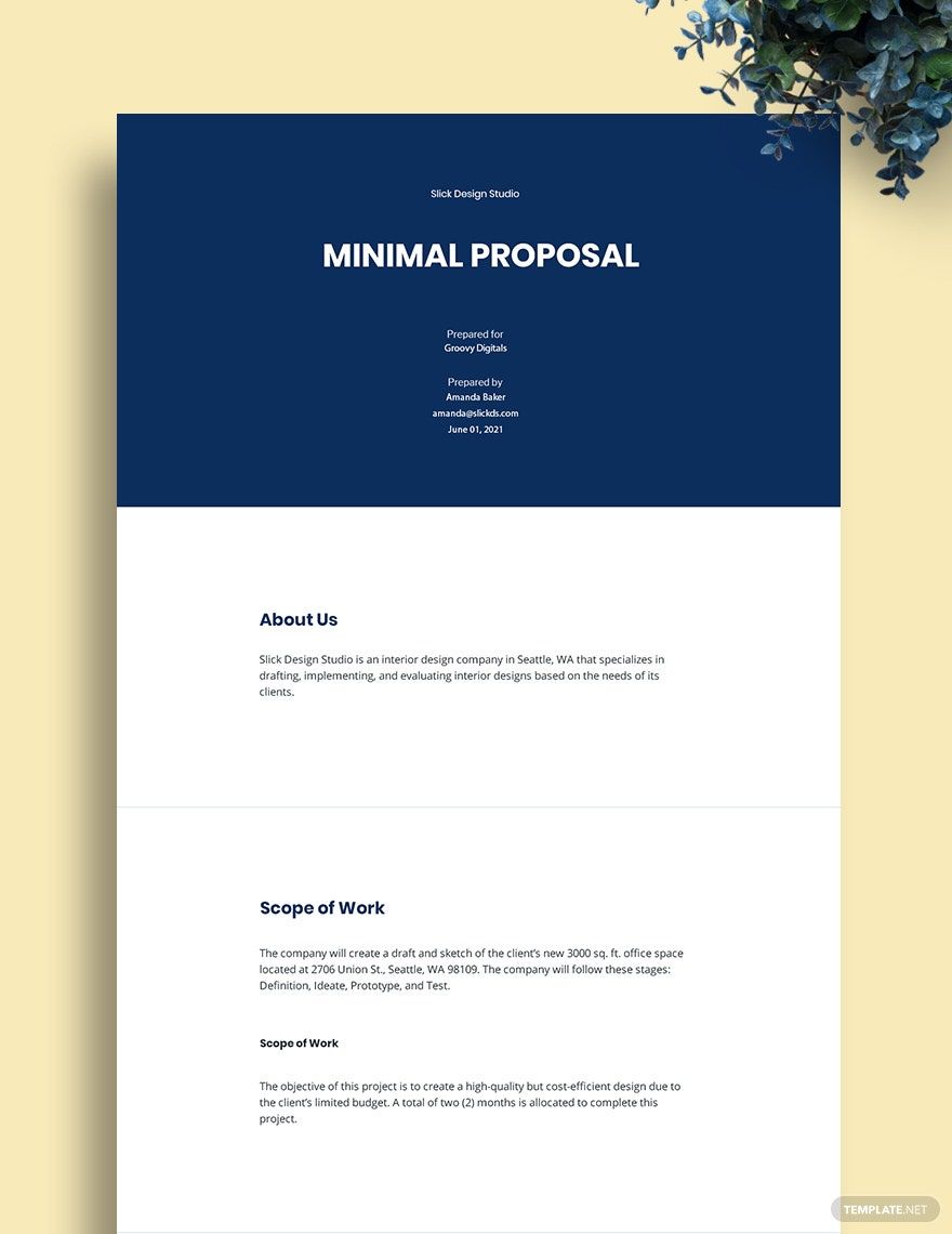 Minimal Proposal Template - Google Docs, Word, Apple Pages, PDF ...