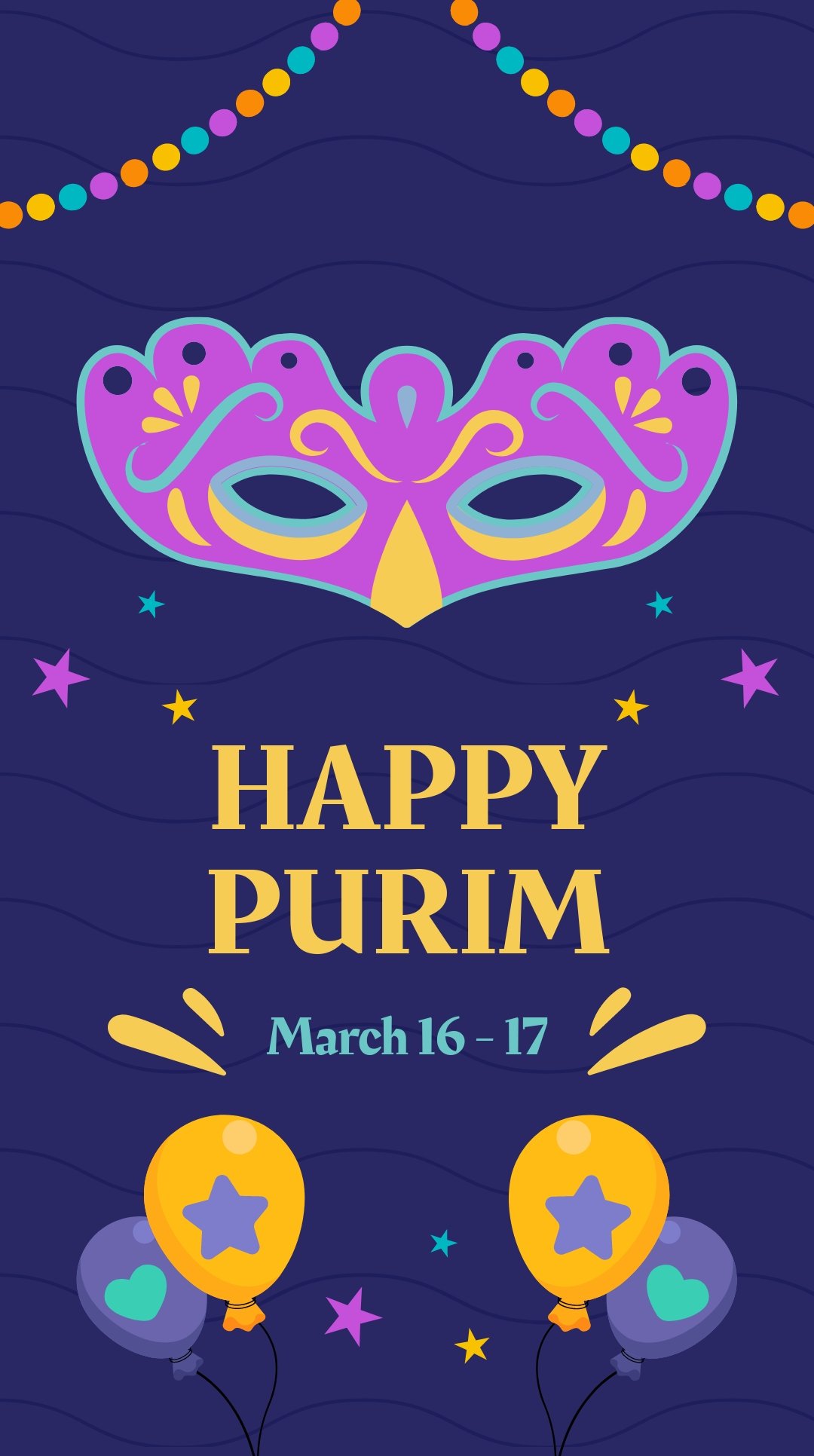 Happy Purim WhatsApp Post Template