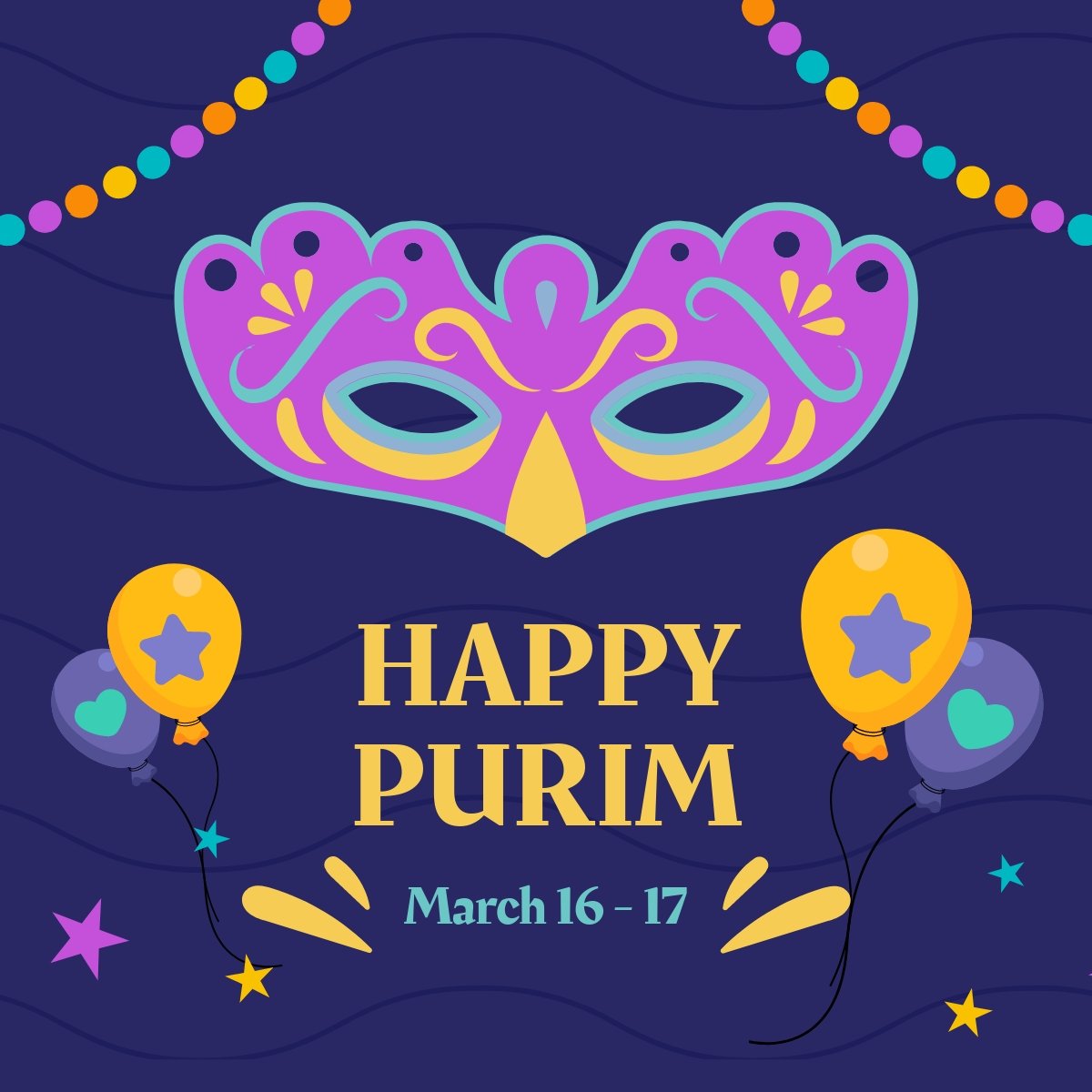Happy Purim LinkedIn Post Template