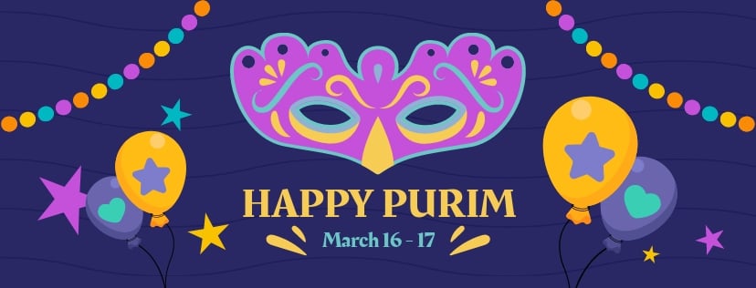 Happy Purim Facebook Cover Template