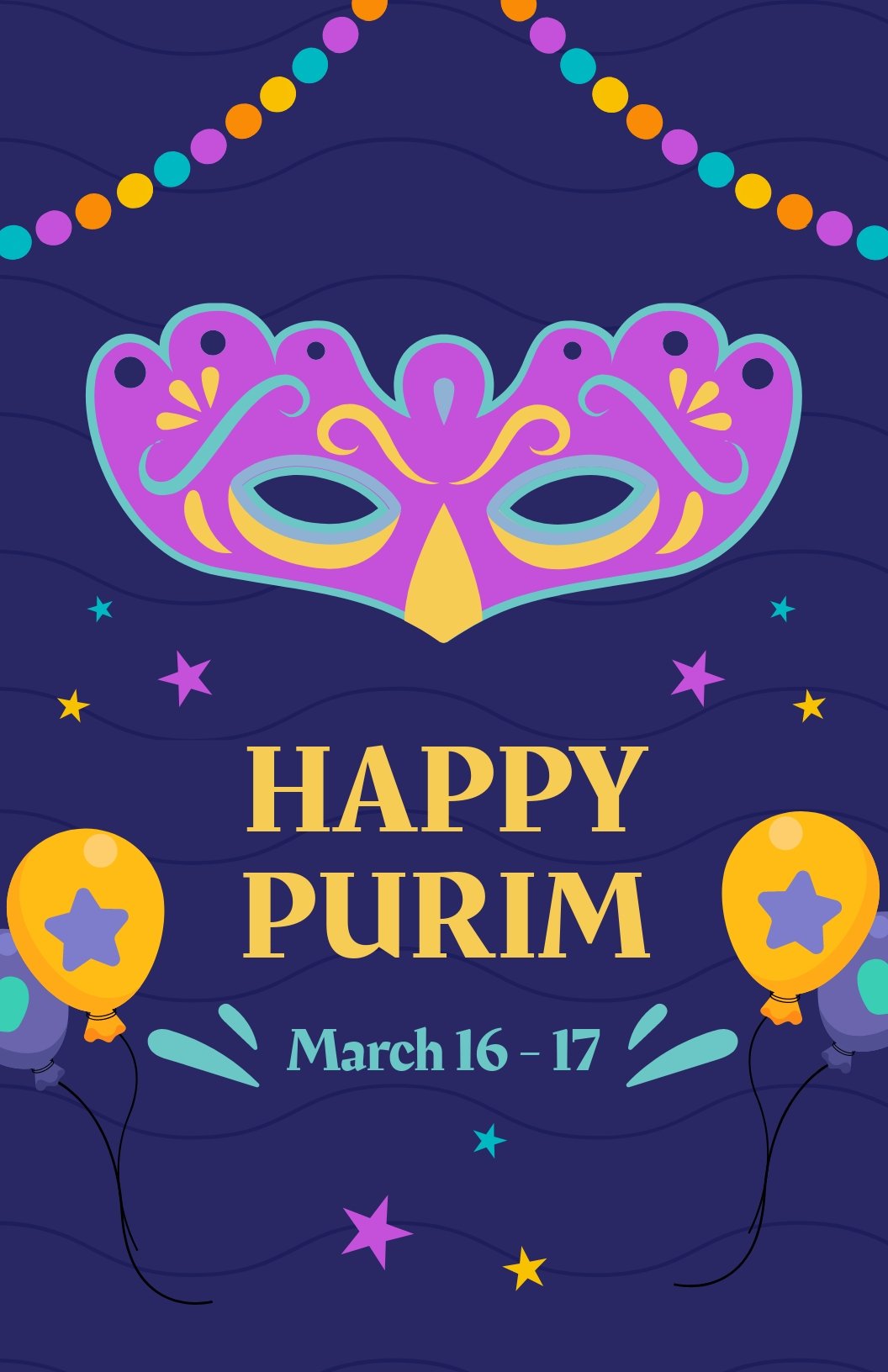 Happy Purim Poster Template