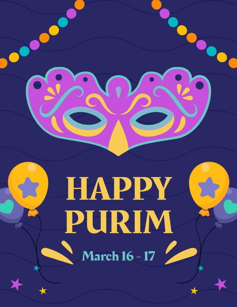 Happy Purim Flyer Template