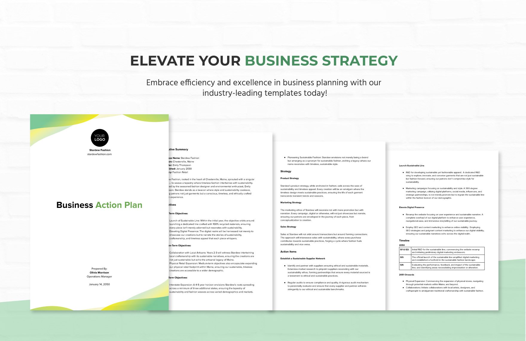 Business Action Plan Template