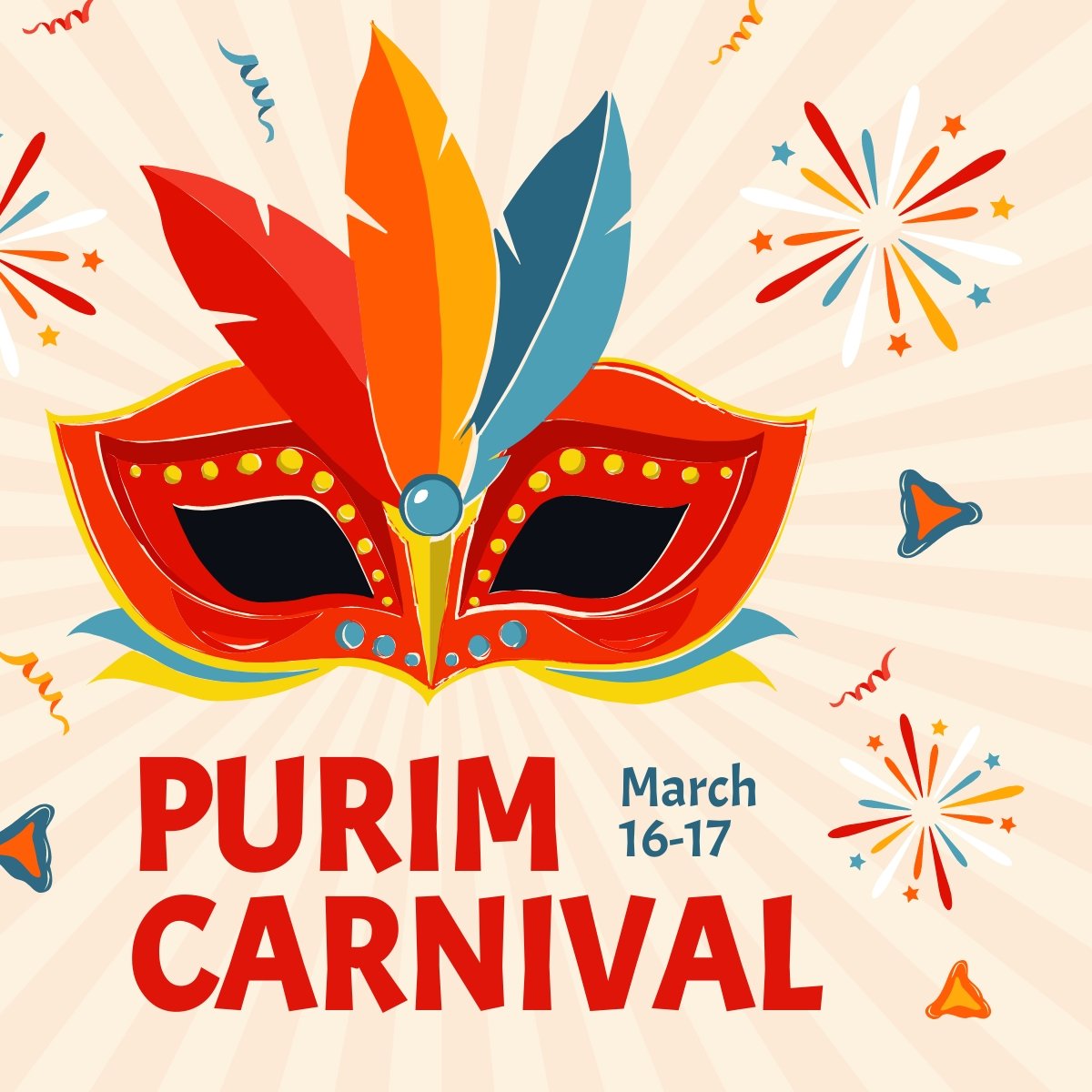 Purim Carnival Linkedin Post Template