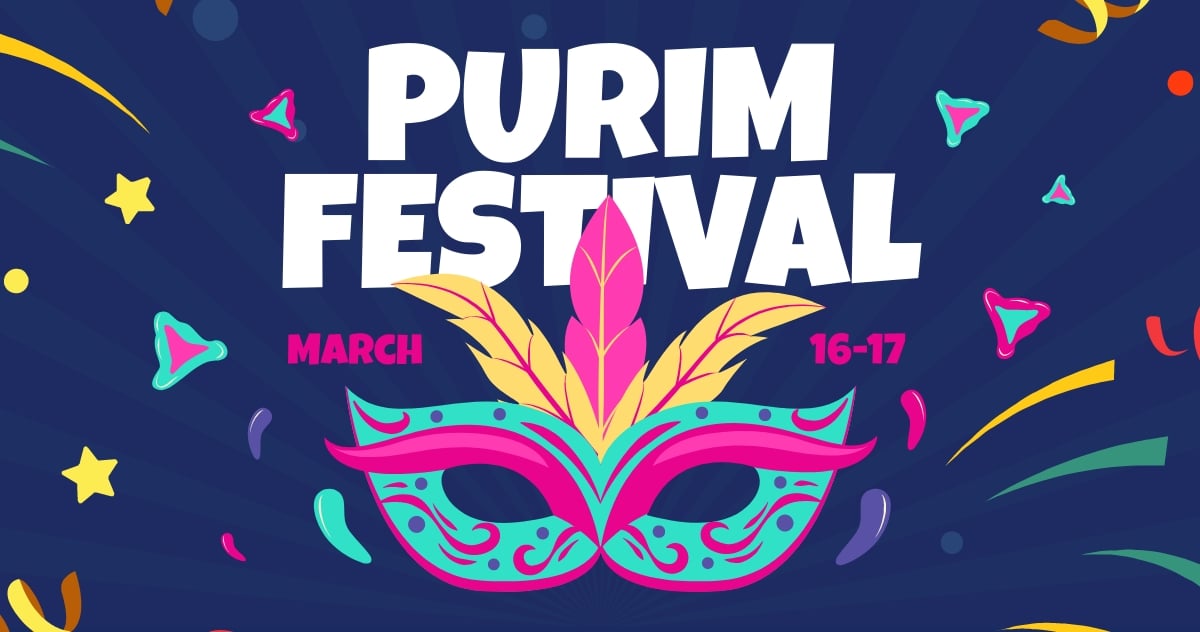 Purim Festival Facebook Post Template