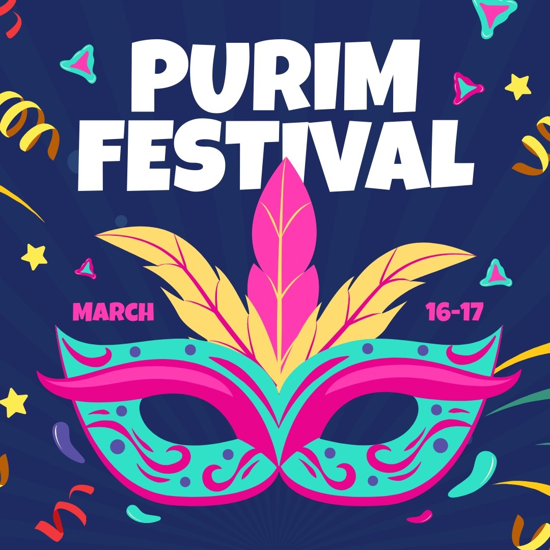 Purim Festival Instagram Post Template