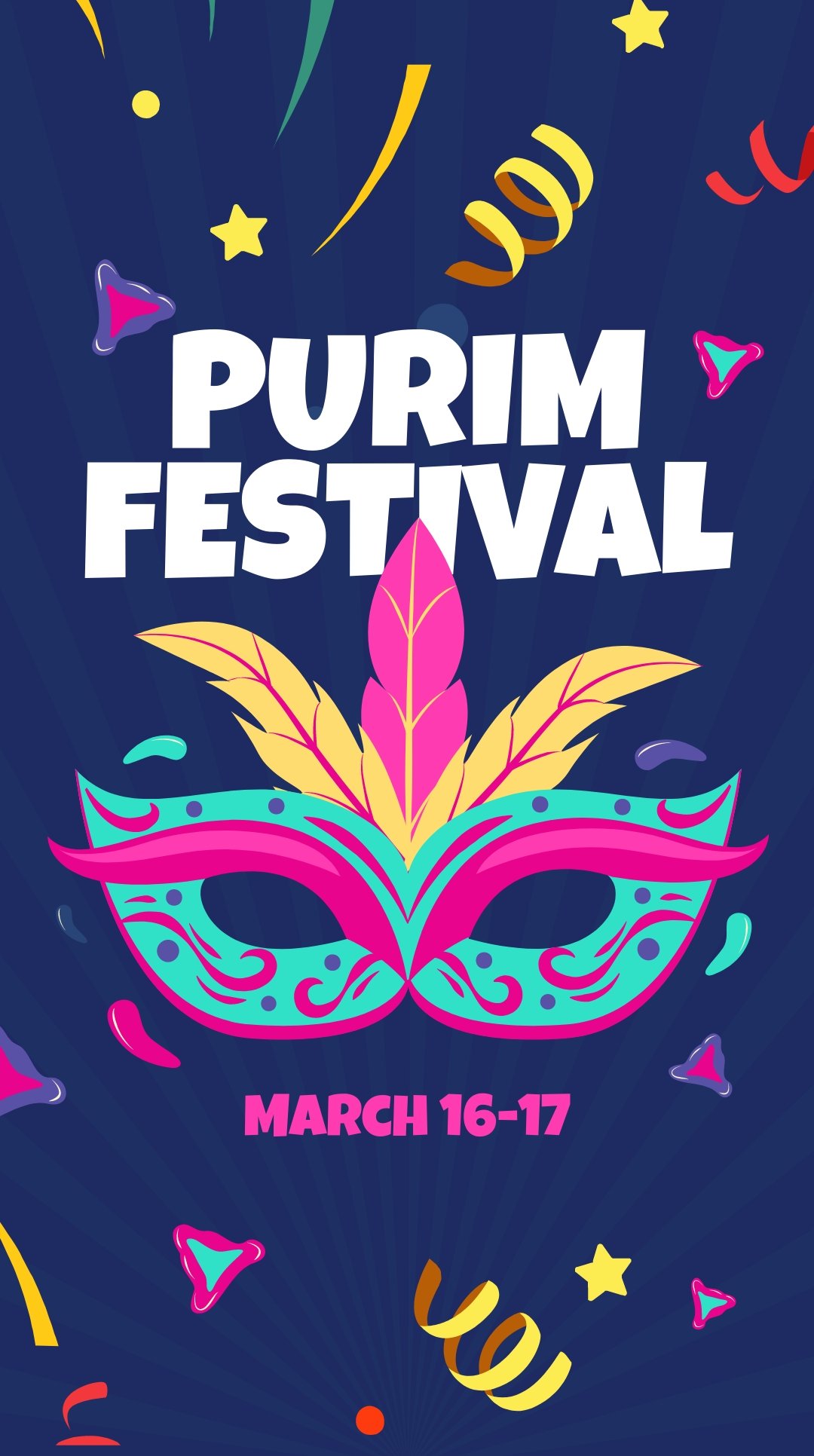 Purim Festival WhatsApp Post Template