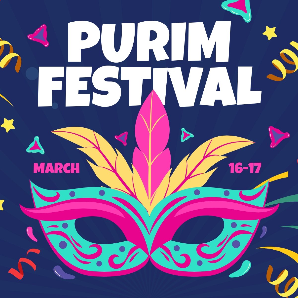 Purim Festival LinkedIn Post Template