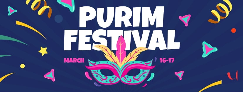 Purim Festival Facebook Cover Template