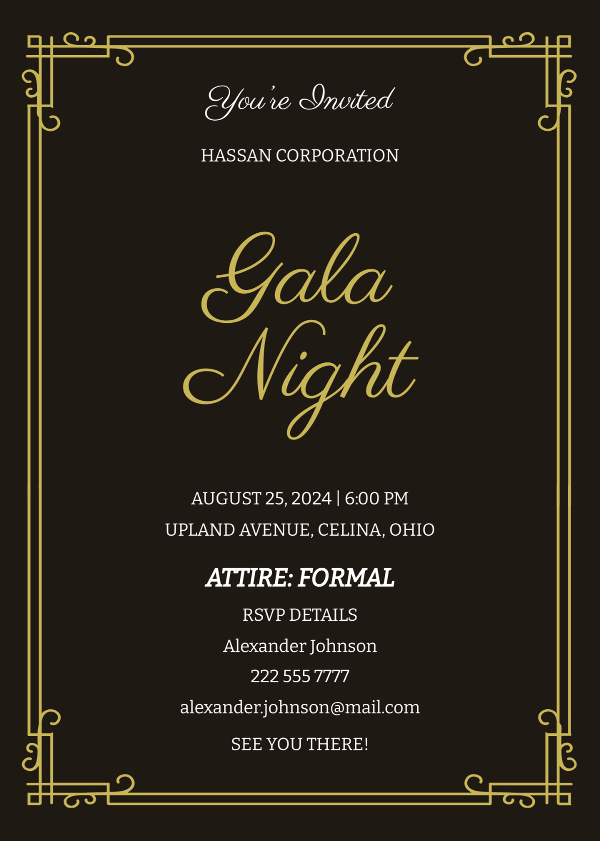 Gala Night Invitation Template - Edit Online & Download