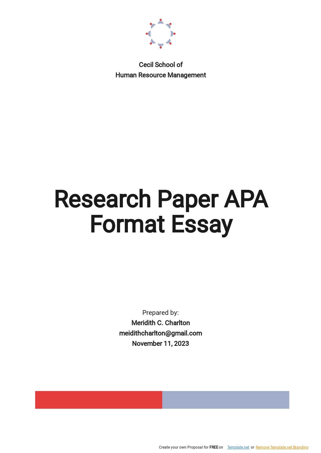 Research Paper APA Format Essay Template