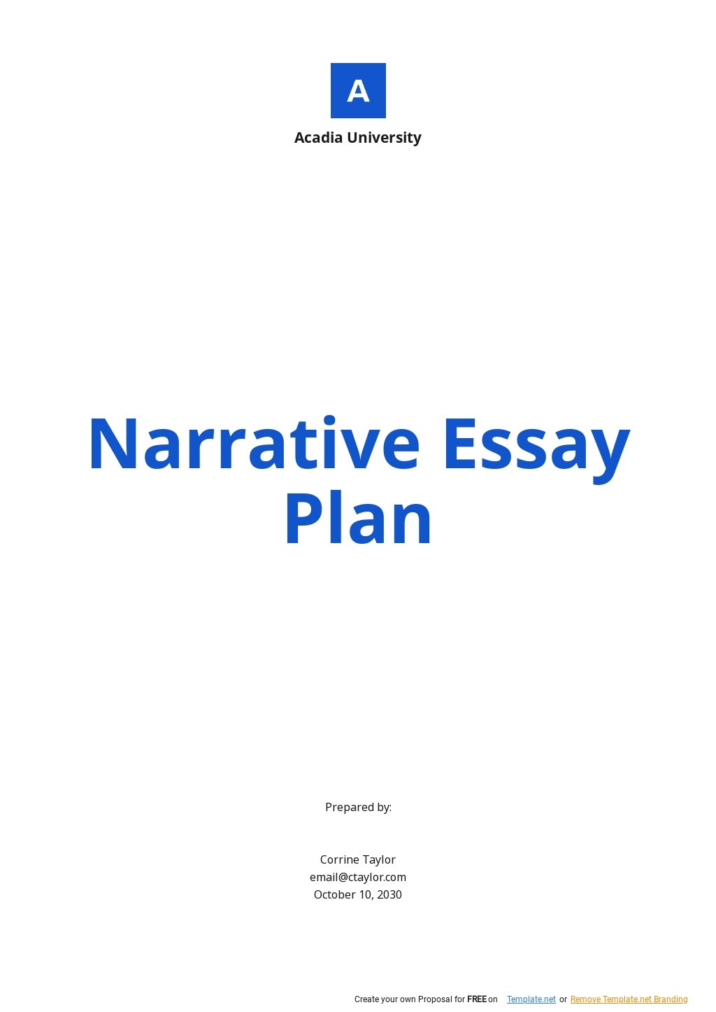 narrative essay outline college sample
