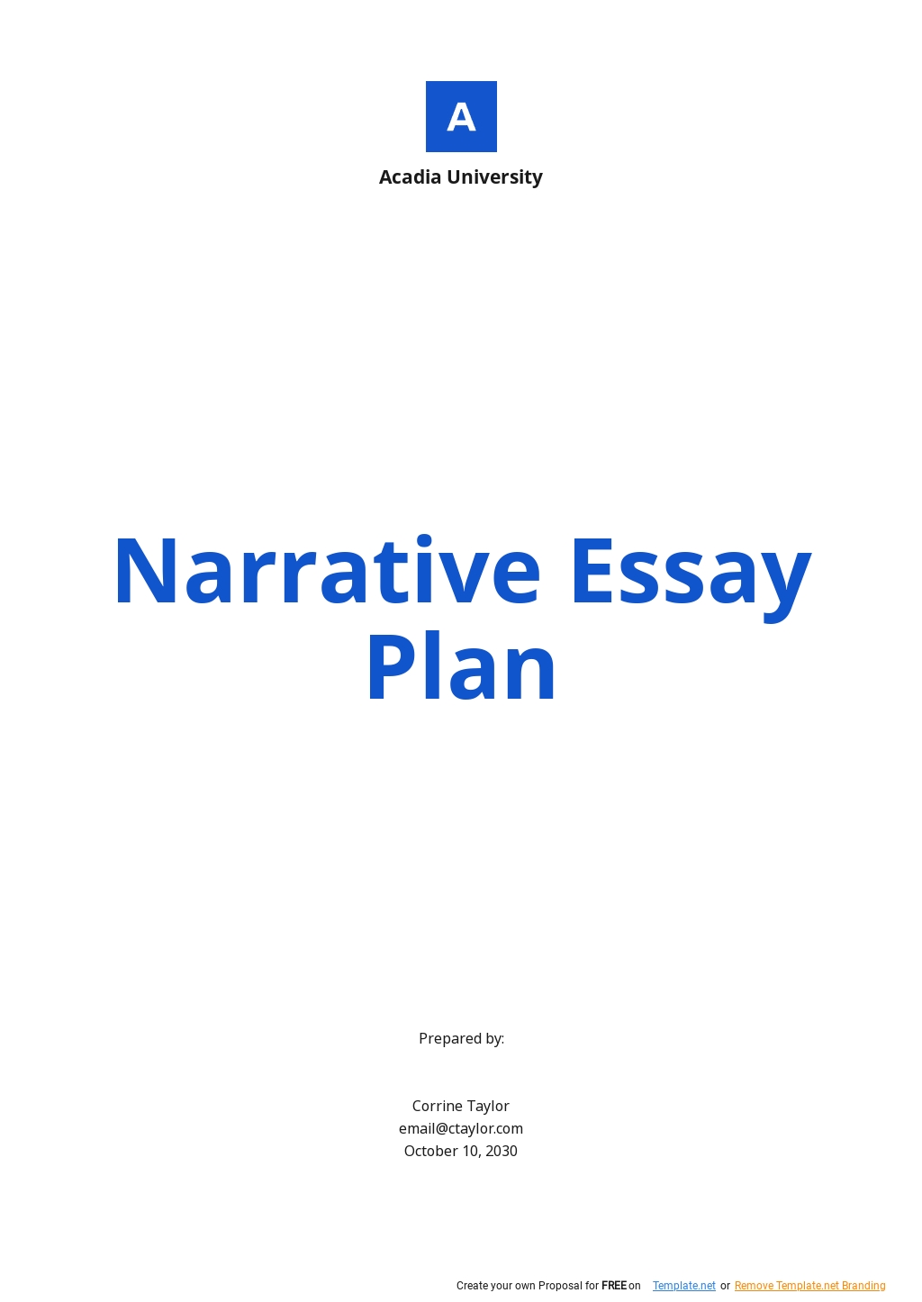 template for a narrative essay