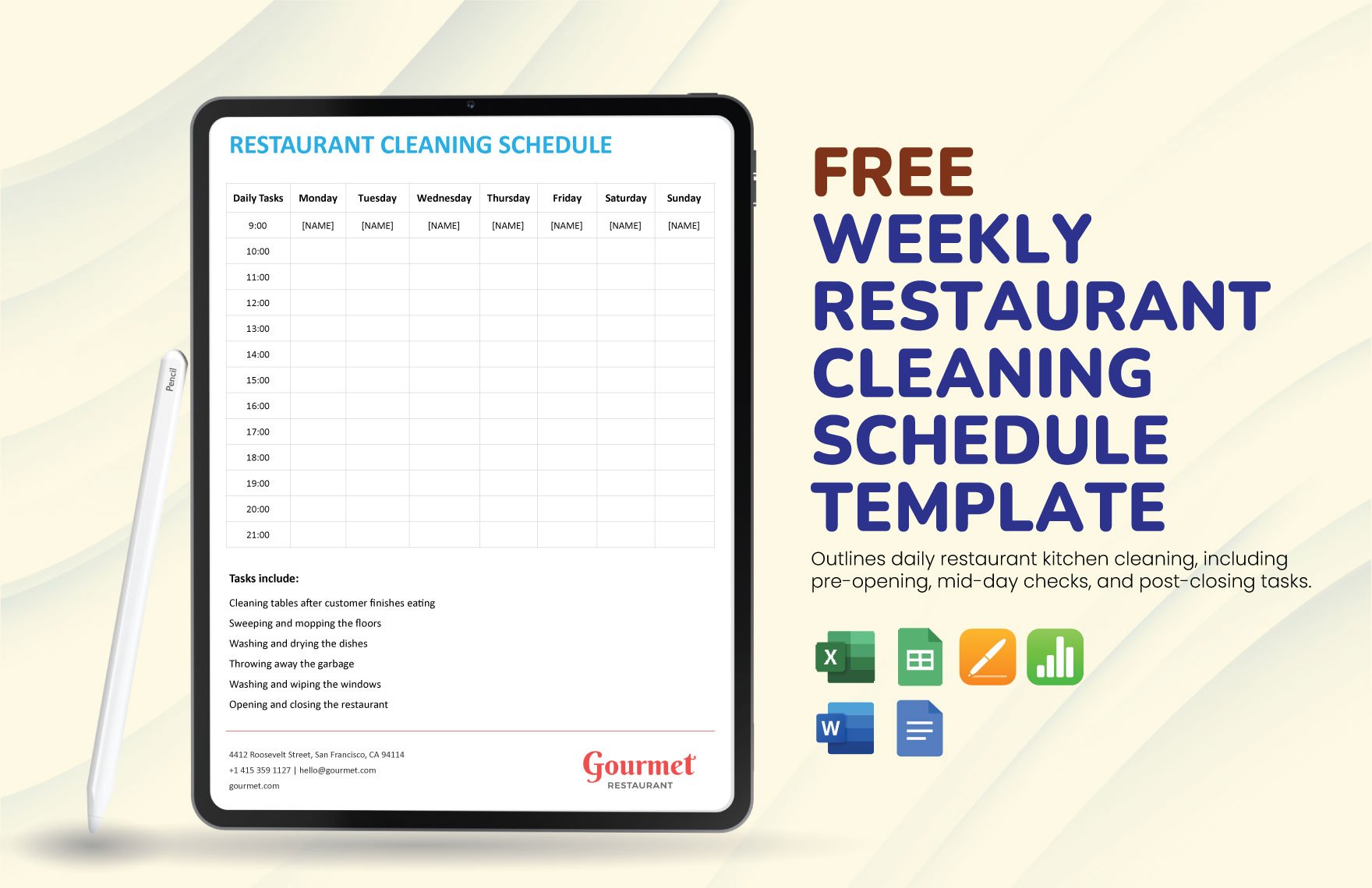Restaurant Schedule Template in Excel
