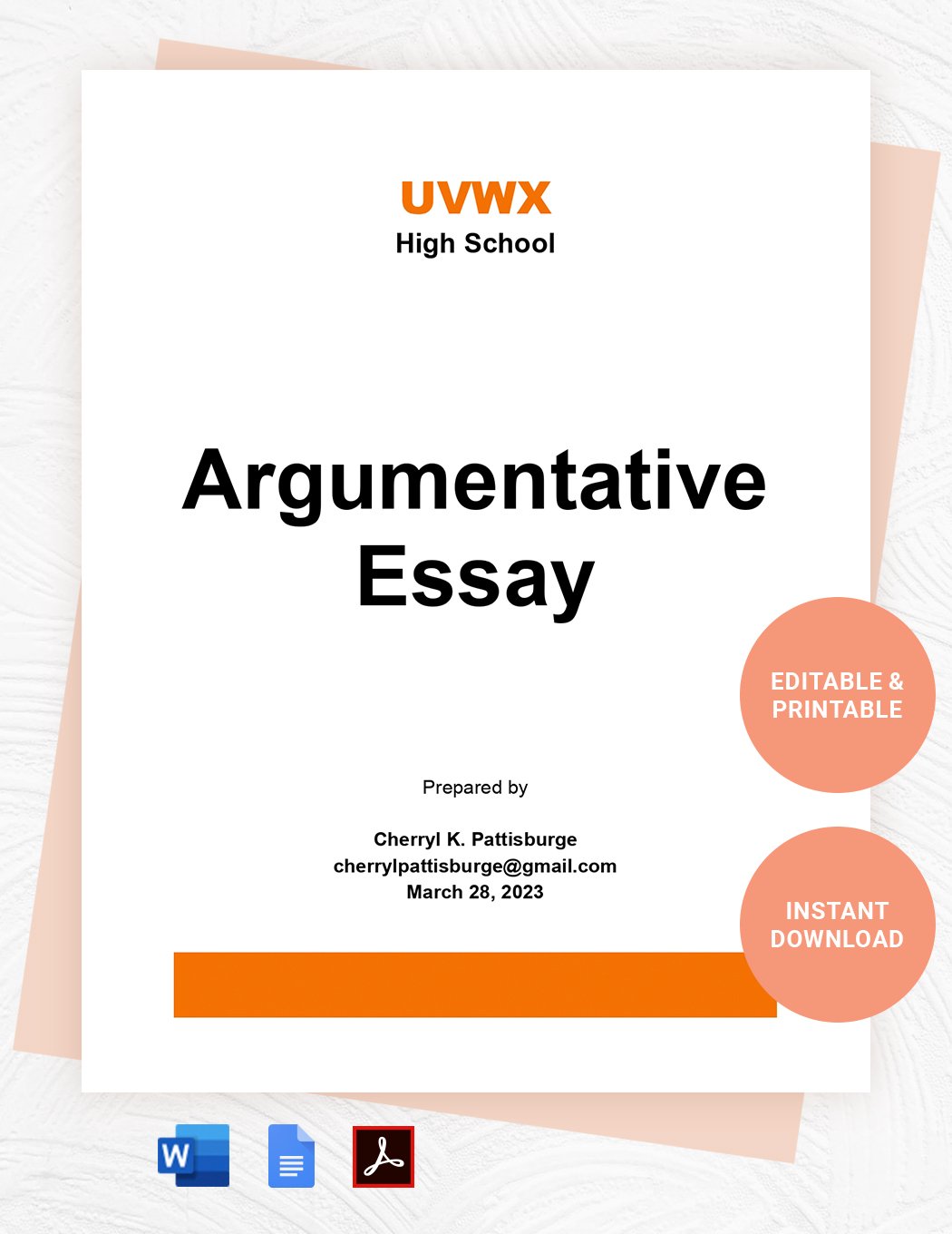 Argumentative Essay Outline Template