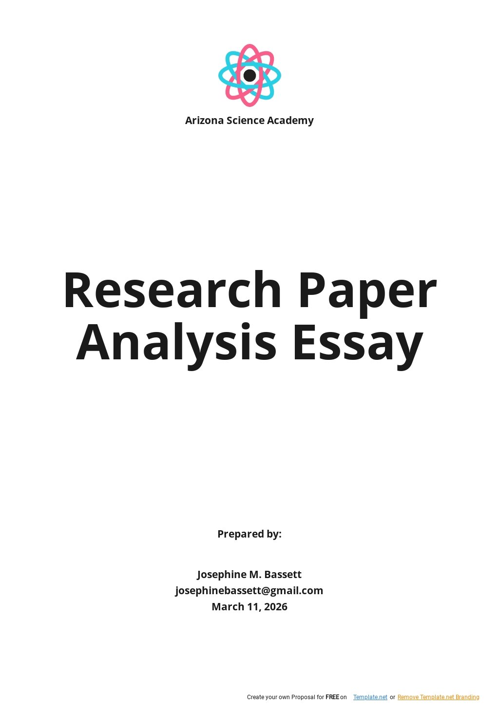 Research Paper Analysis Essay Template