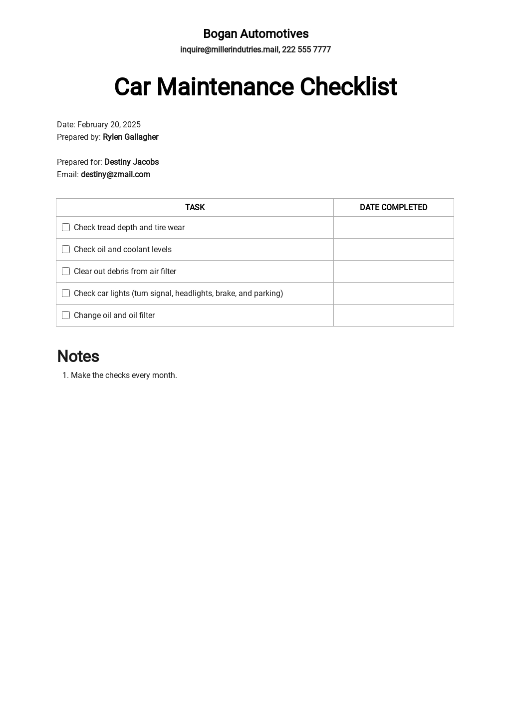 15 FREE Maintenance Checklist Templates Edit Download Template