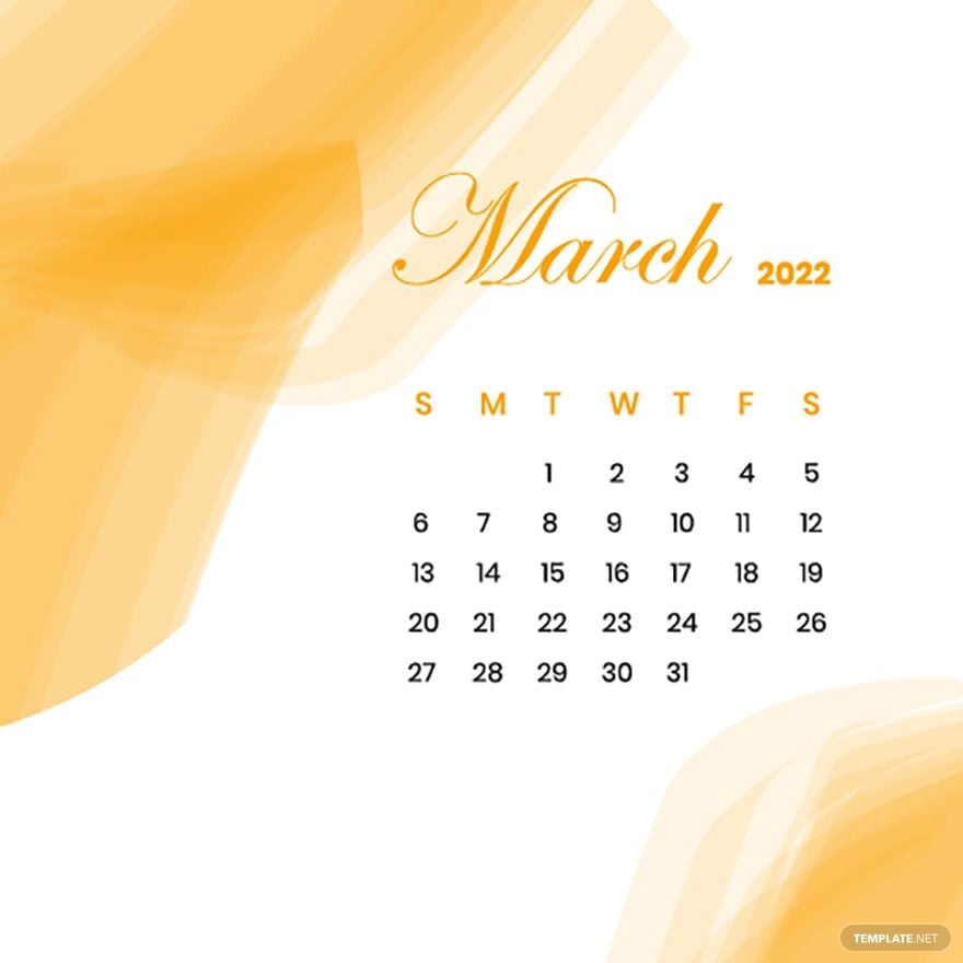 Free Blank March 2022 Calendar Vector in Illustrator, EPS, SVG, JPG, PNG