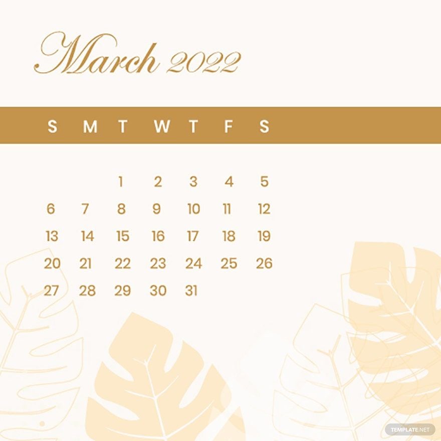 March 2022 Calendar Frame Vector