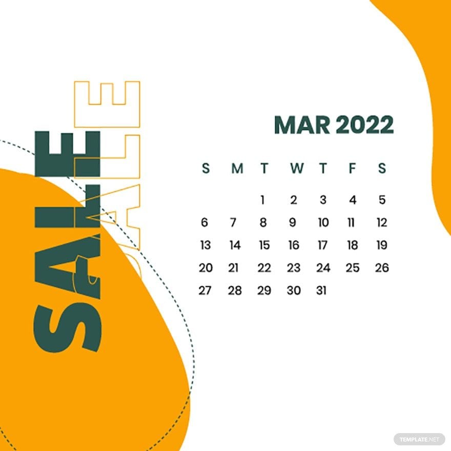 March Sale Calendar Vector in Illustrator, EPS, SVG, JPG, PNG