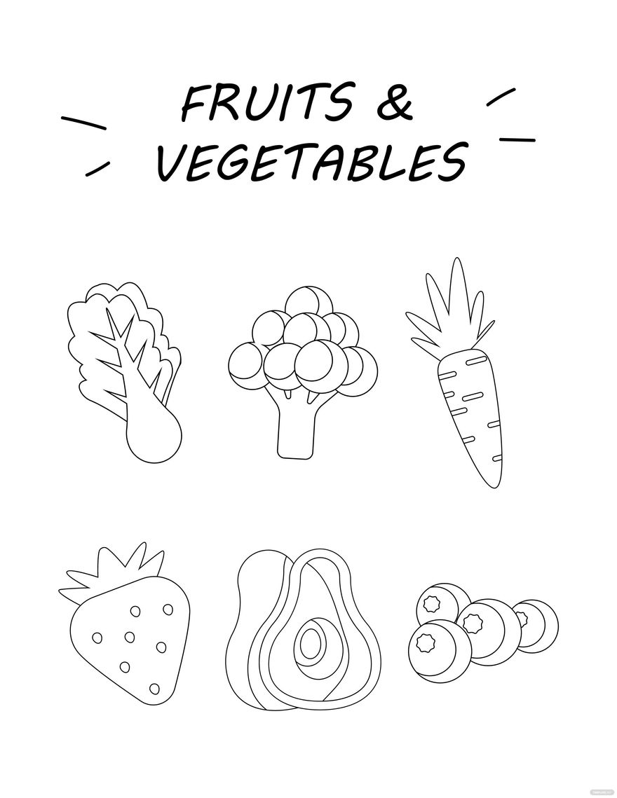 Free Healthy Food Coloring Page Download In Illustrator EPS SVG 