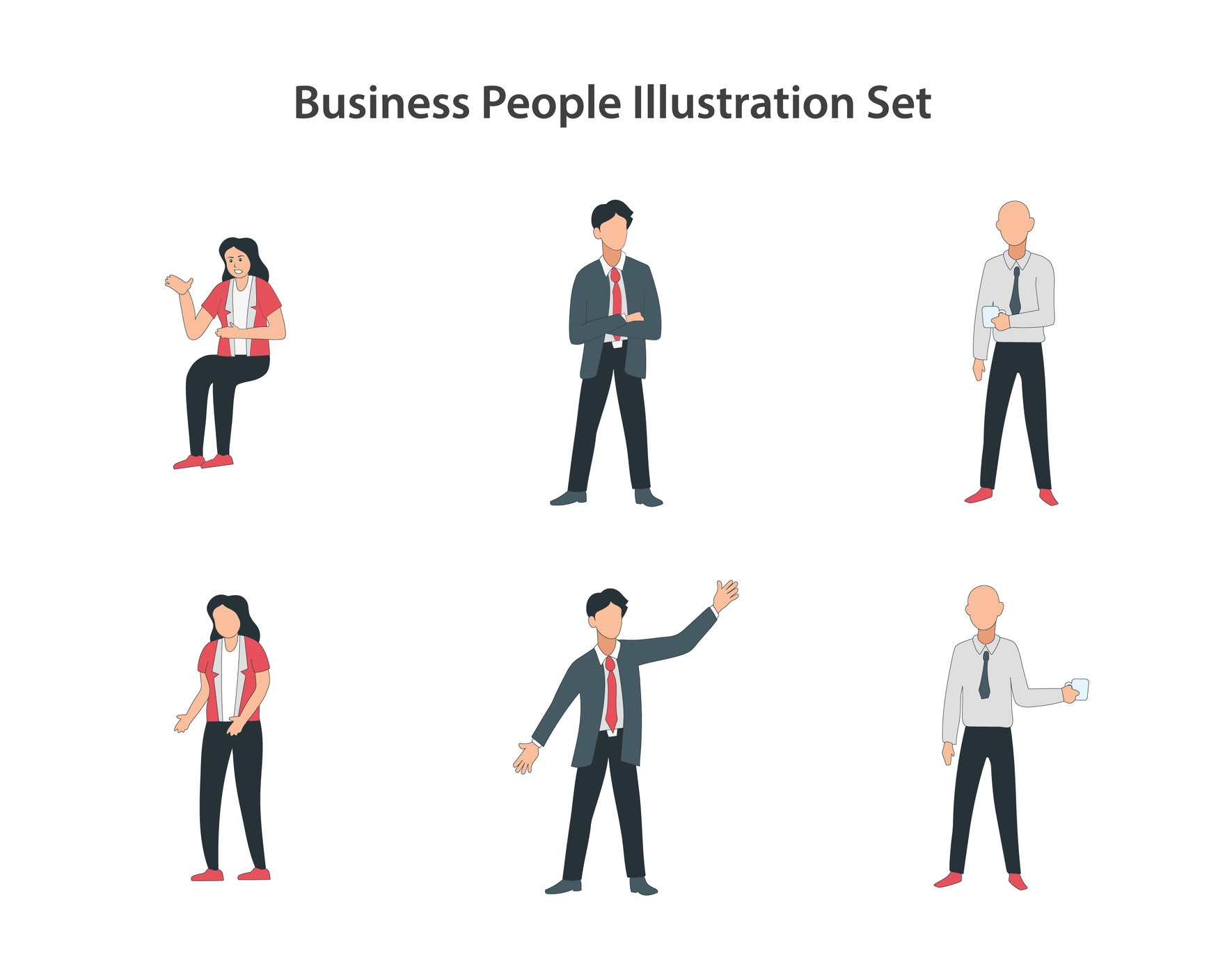 Business People Story Set in Illustrator, EPS, SVG, JPG, PNG