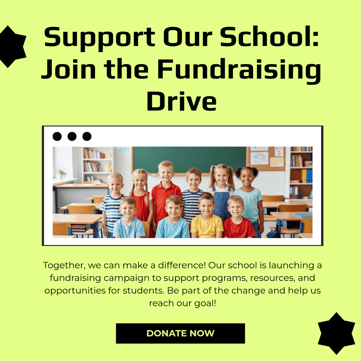 Free School Fundraising Whatsapp Post Template to Edit Online