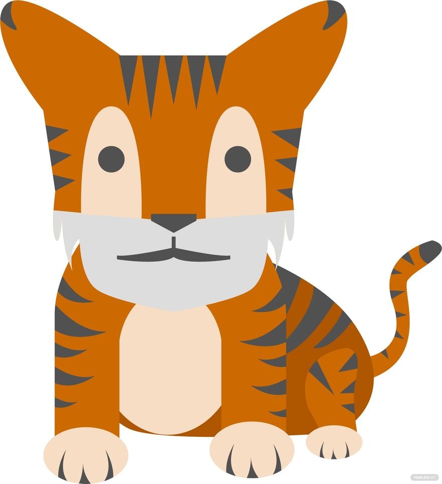 Free Flat Tiger Vector in Illustrator, EPS, SVG, JPG, PNG
