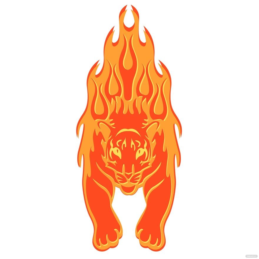 Flame Tiger Vector in Illustrator, EPS, SVG, JPG, PNG