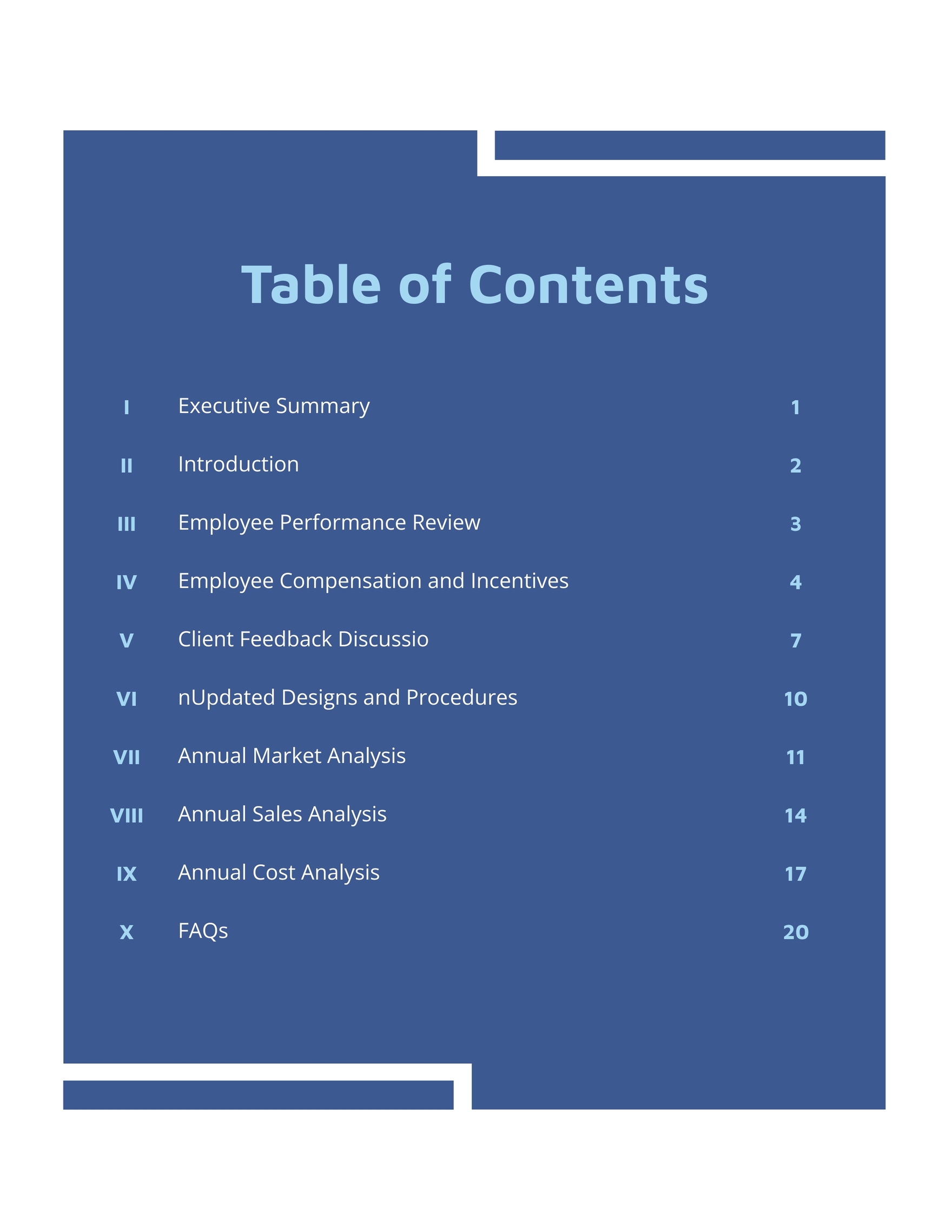 Report Table Of Contents Template