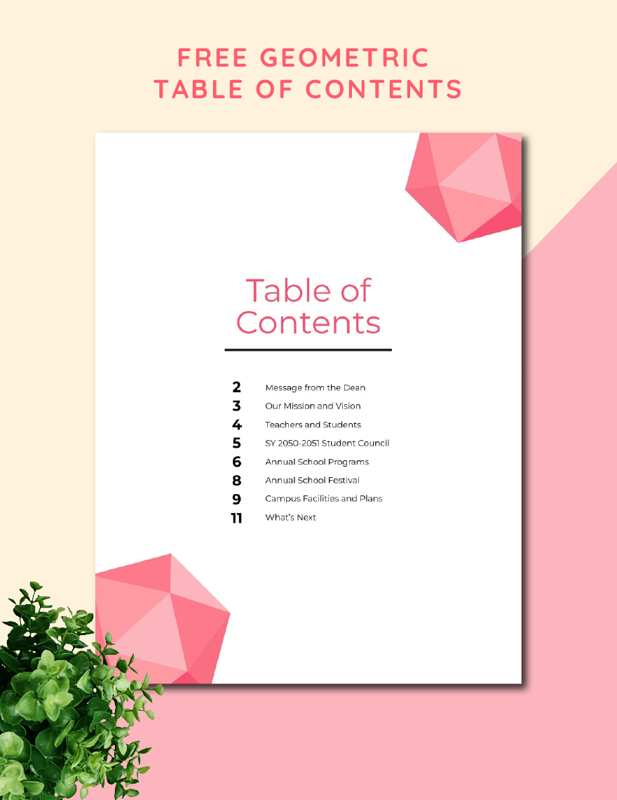 Free Geometric Table Of Contents Template Download in Word, Google