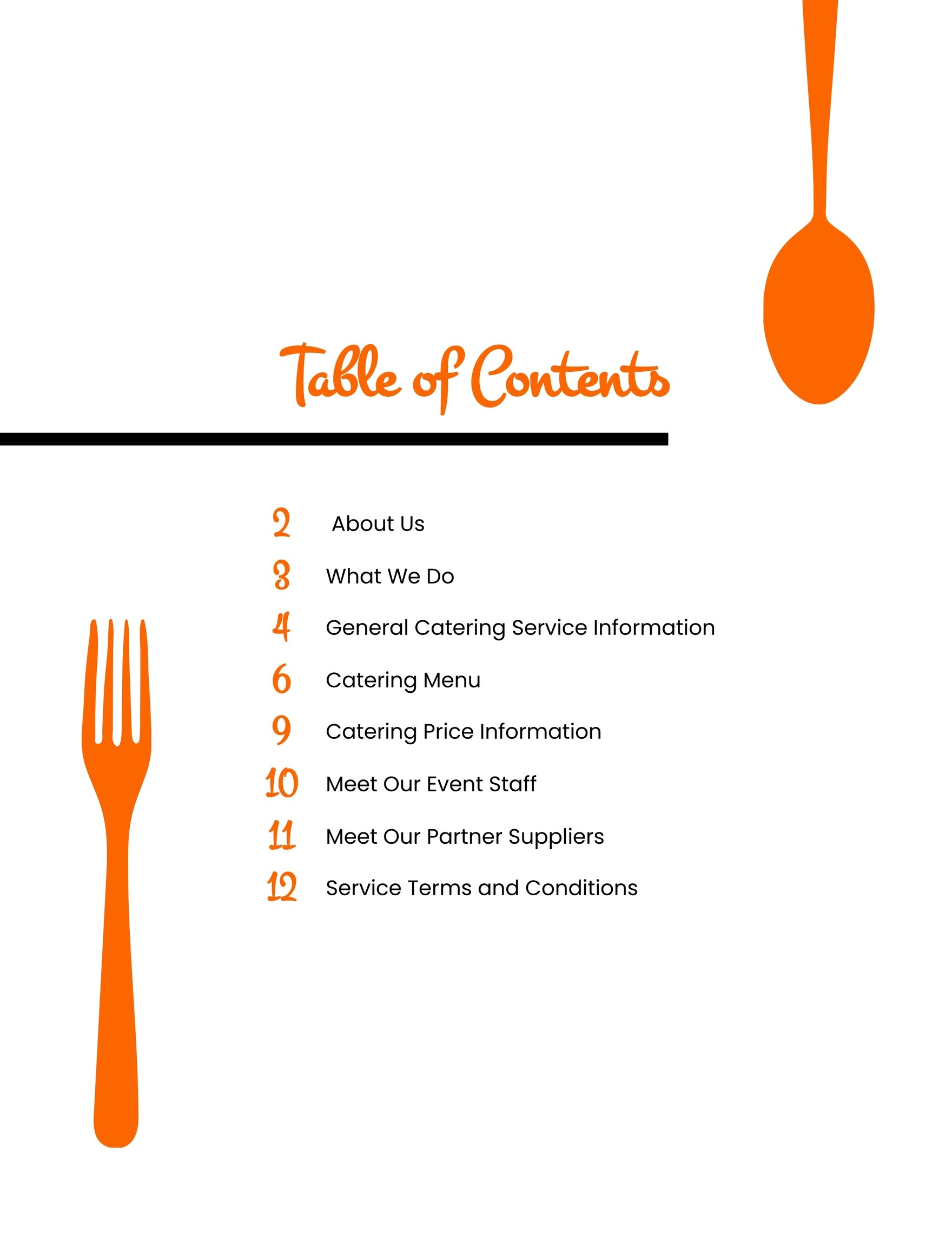 Food Table Of Contents Template