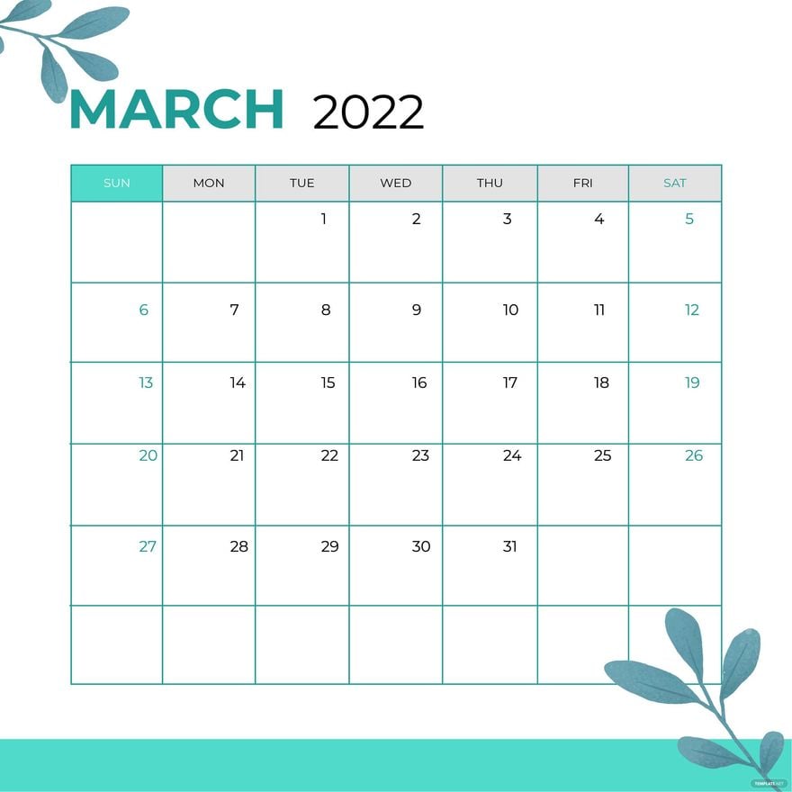 Free Simple March Calendar Vector