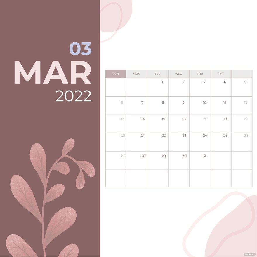 Transparent March 2022 Calendar Vector