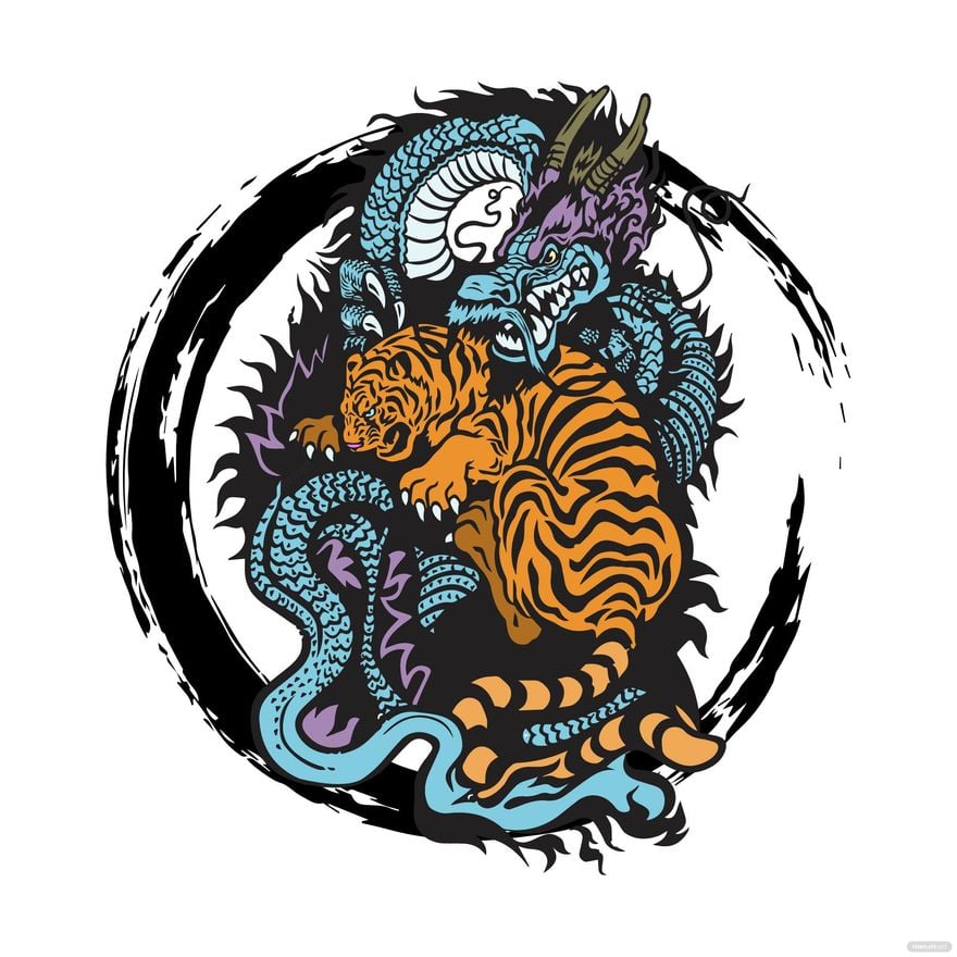 Dragon Tiger Vector in Illustrator, EPS, SVG, JPG, PNG