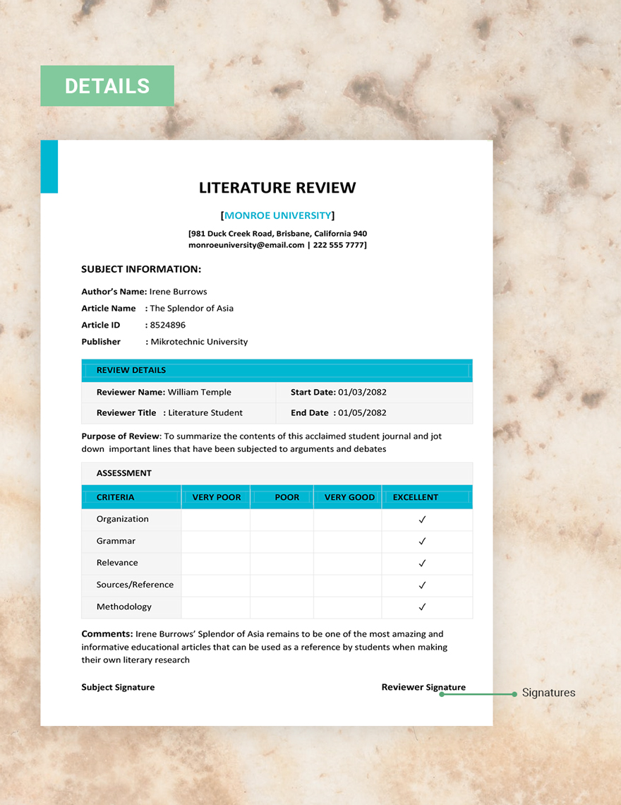 Literature Review Template