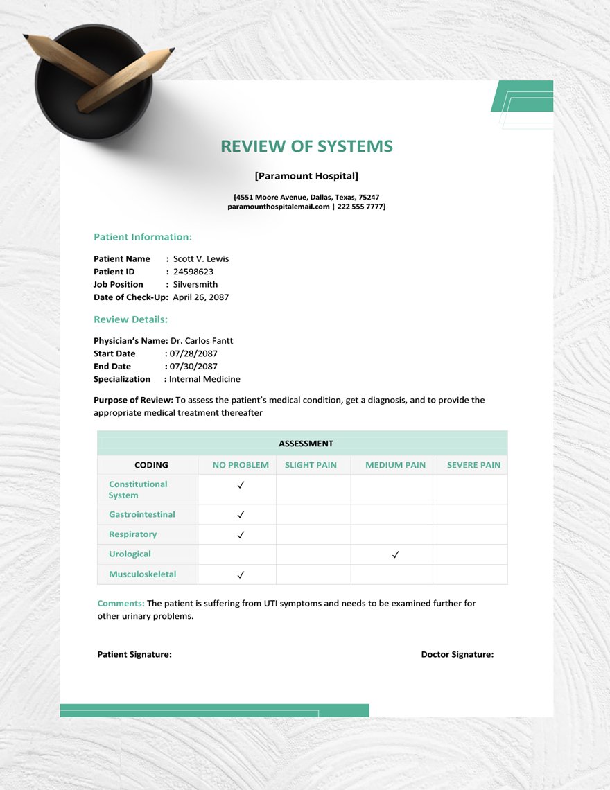 Review of Systems Template