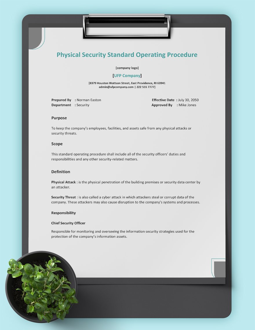Physical Security Standard Operating Procedure Template