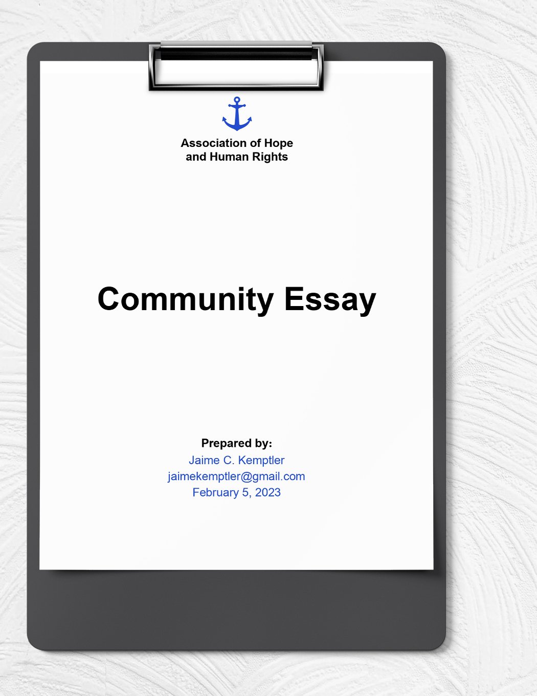 Community Essay Outline Template