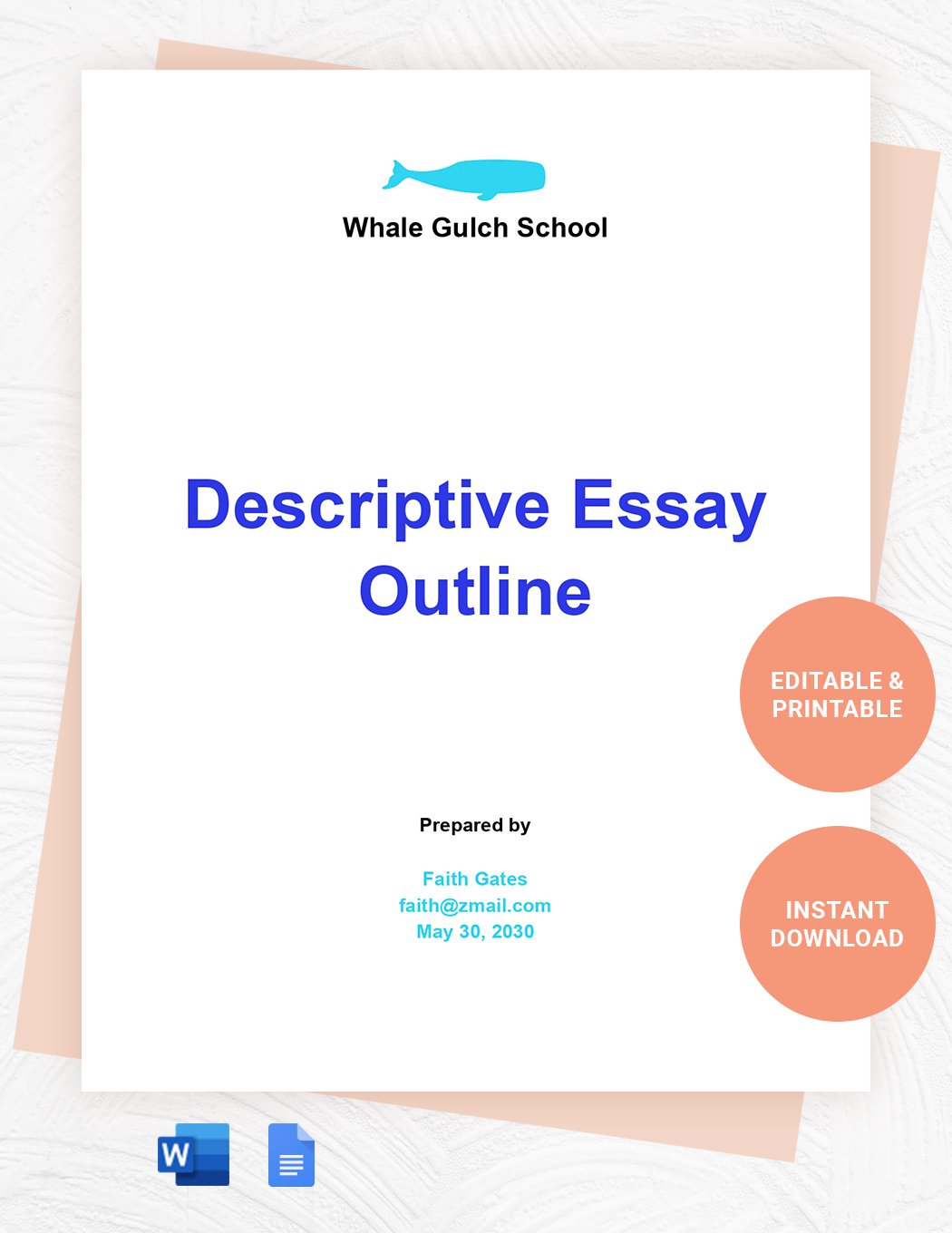Descriptive Essay Outline Template