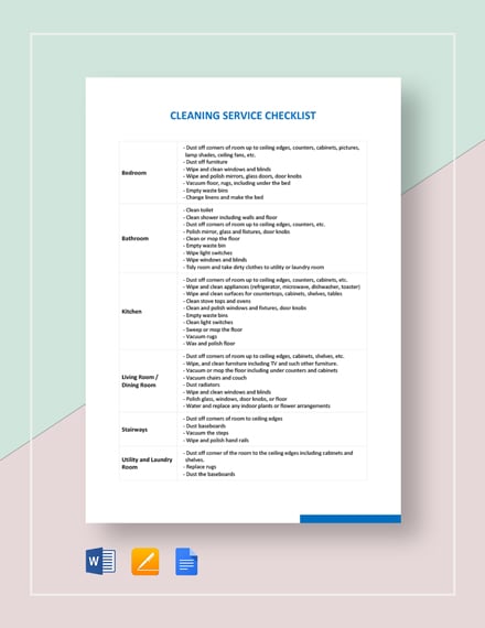 Cleaning Service Checklist Template