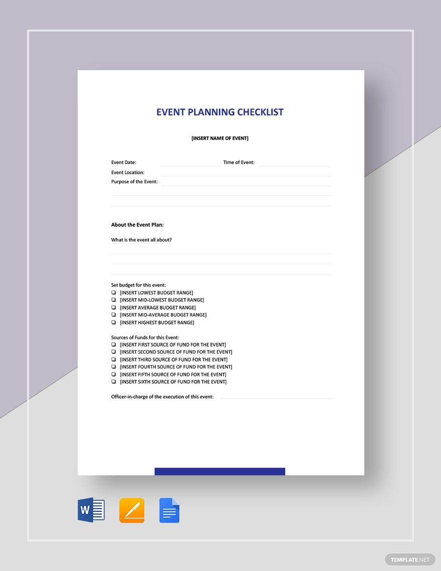 Sample Event Planning Checklist Template