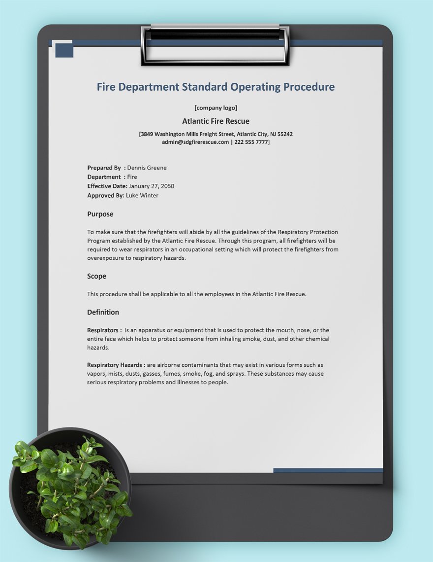 Fire Department Standard Operating Procedure Template