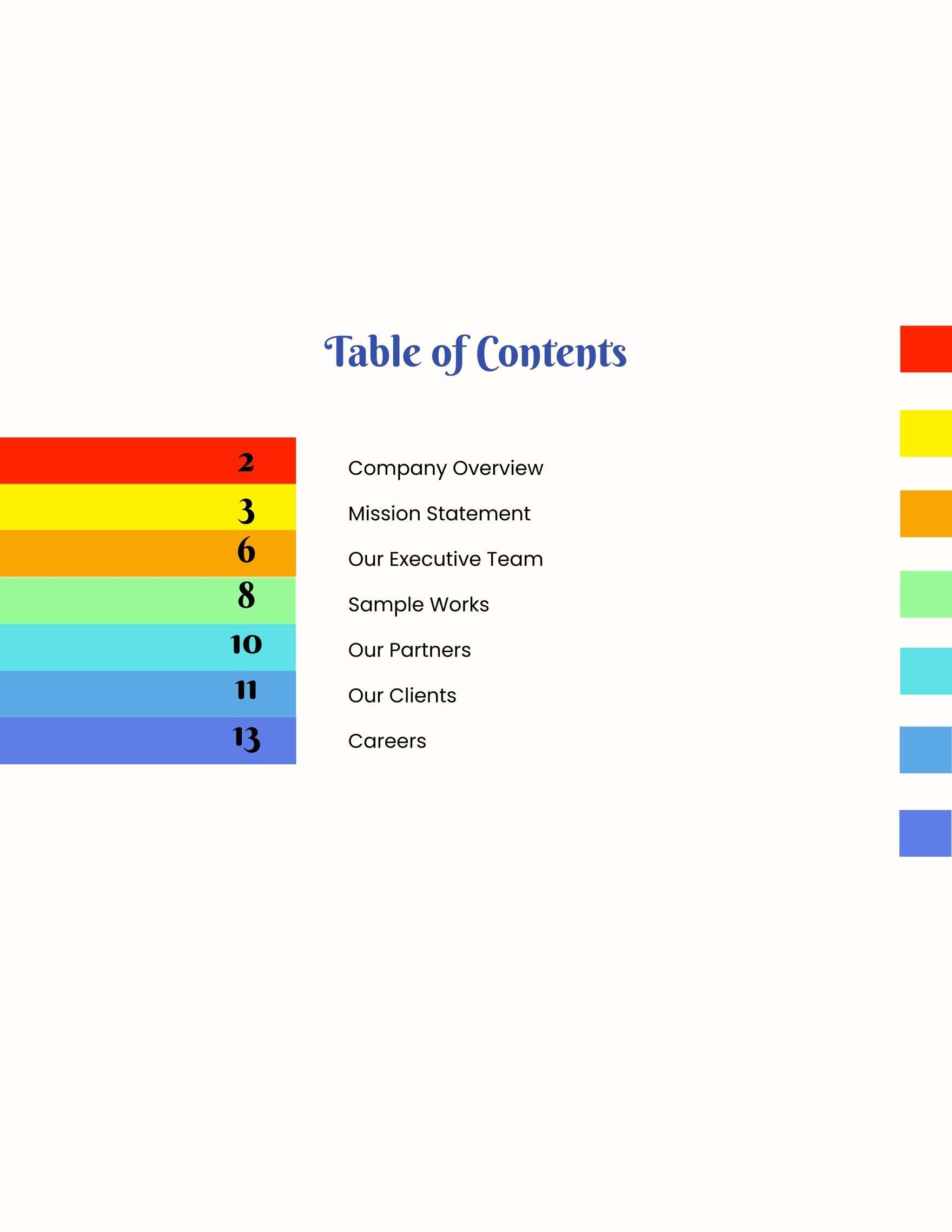 Colorful Table of Contents Template