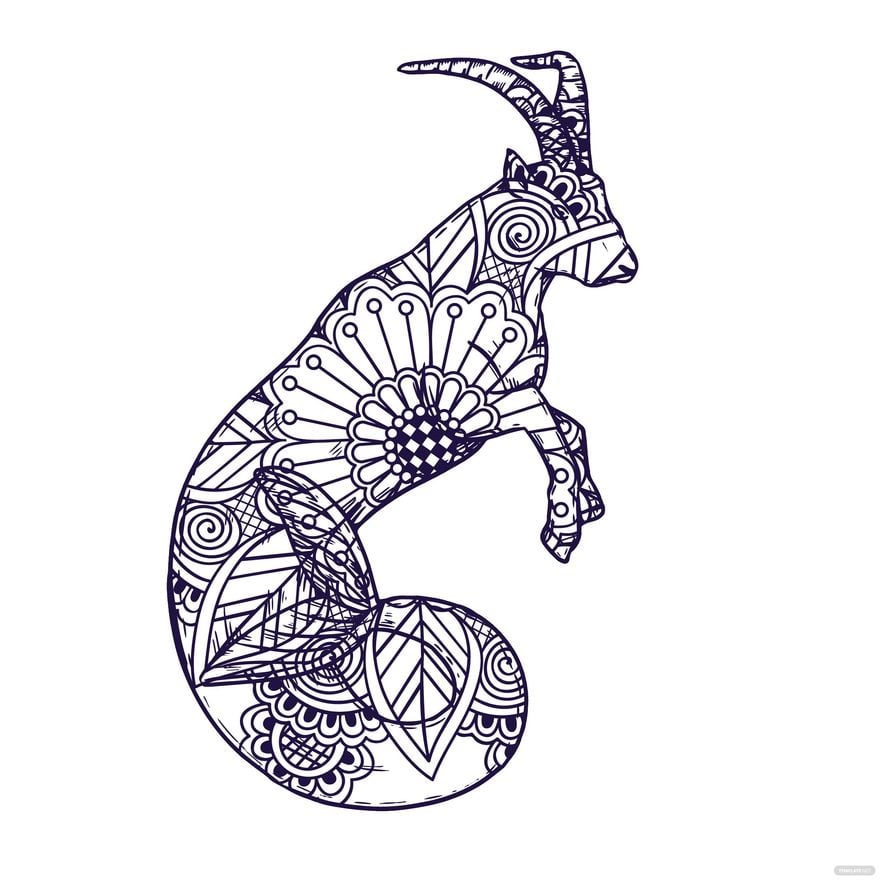Zentangle Capricorn Vector in Illustrator, EPS, SVG, JPG, PNG