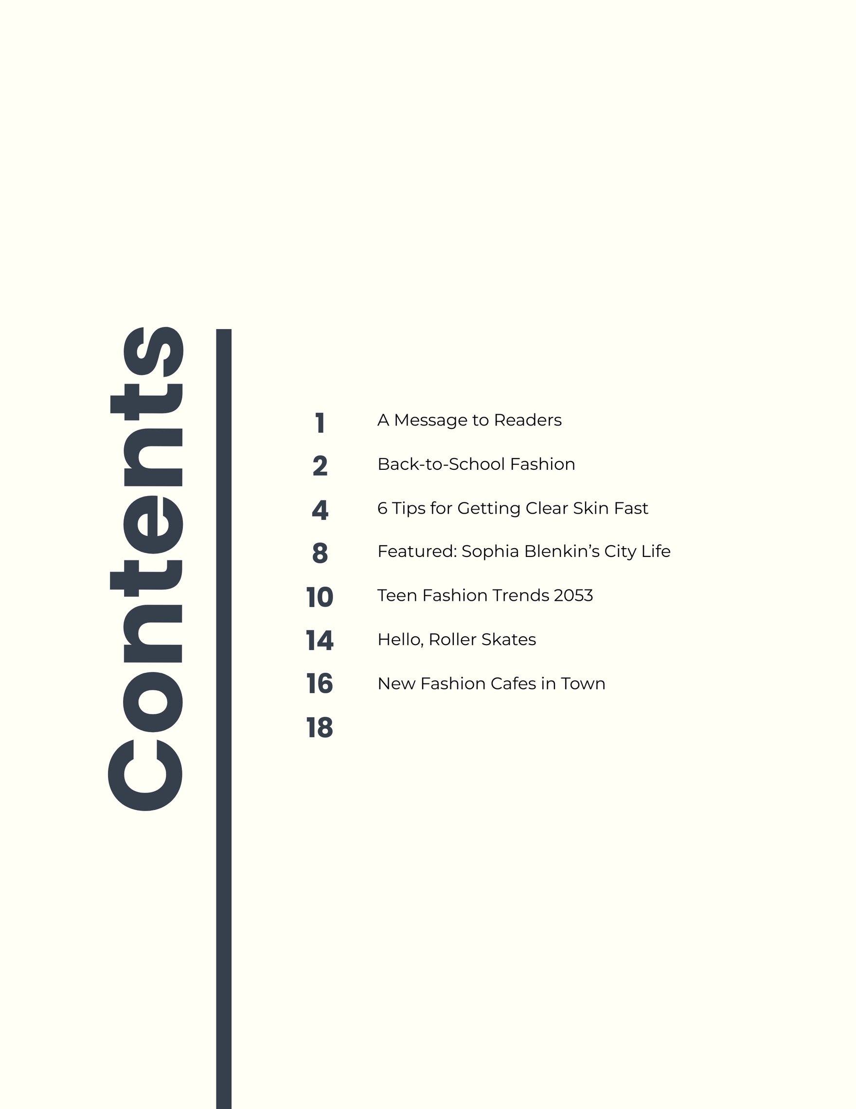 Creative Table Of Contents Template